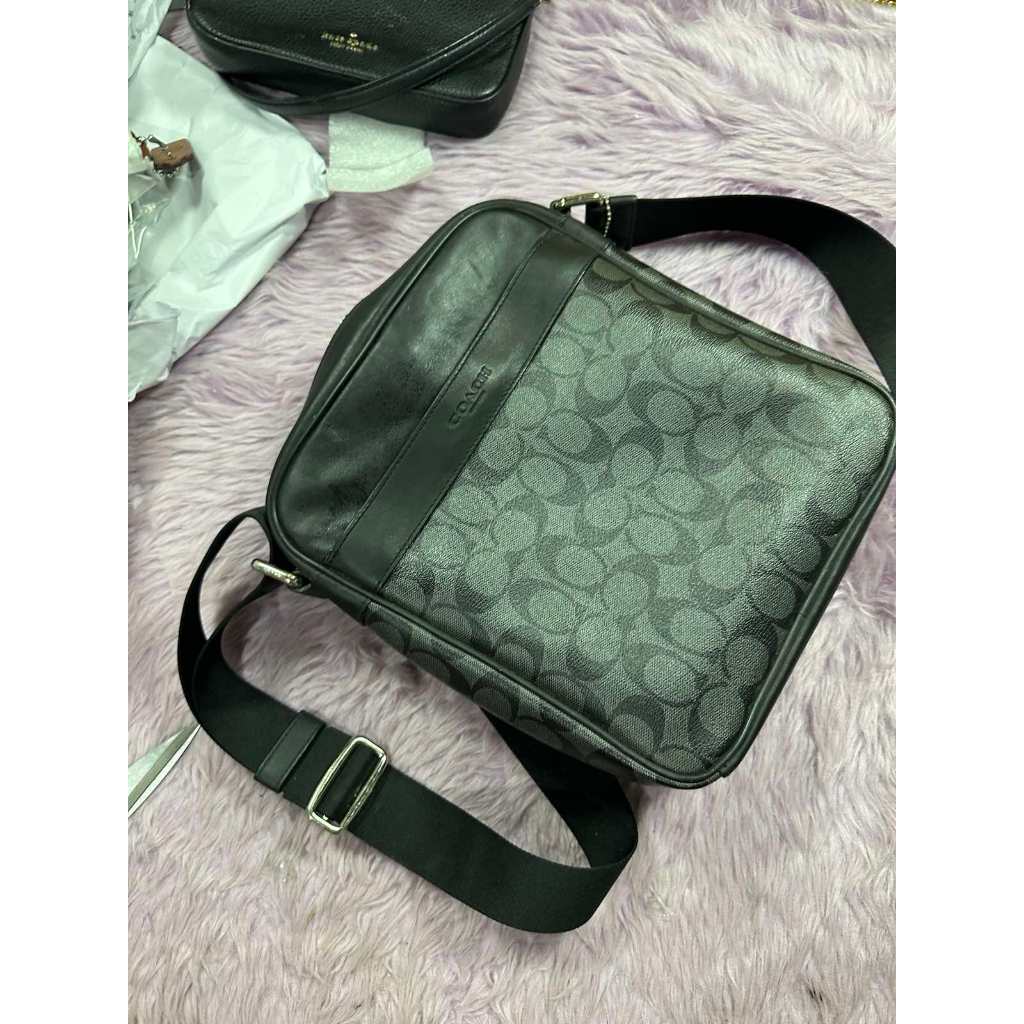 ORIG Preloved CCH Men Charles Flight Signature Crossbody Bag Black