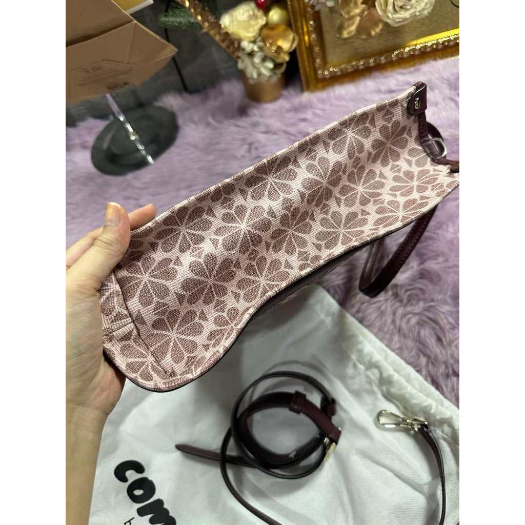 ORIG Preloved KS Retail Spade Flower Coated Canvas Medium Pink Laptop Bag