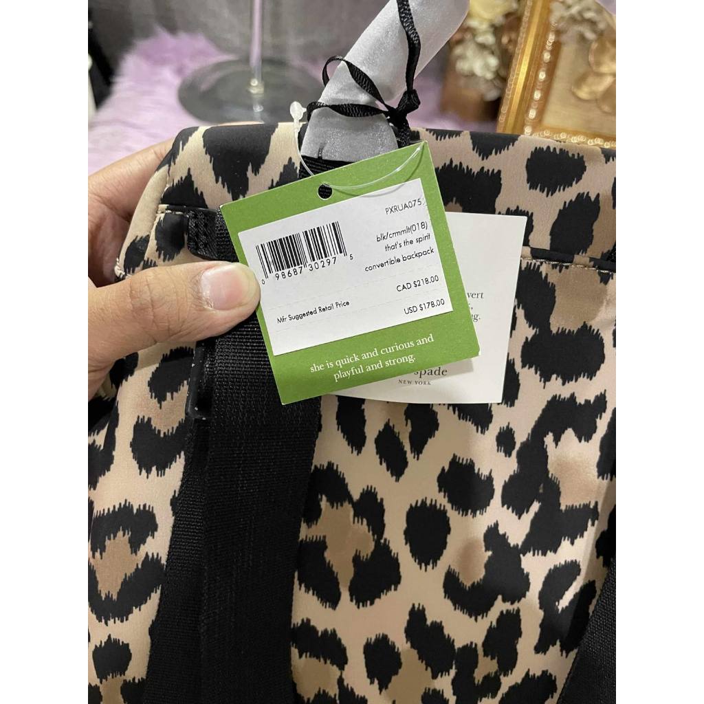 ORIG & IMPORTED KS Mini that's the spirit nylon convertible leopard backpack