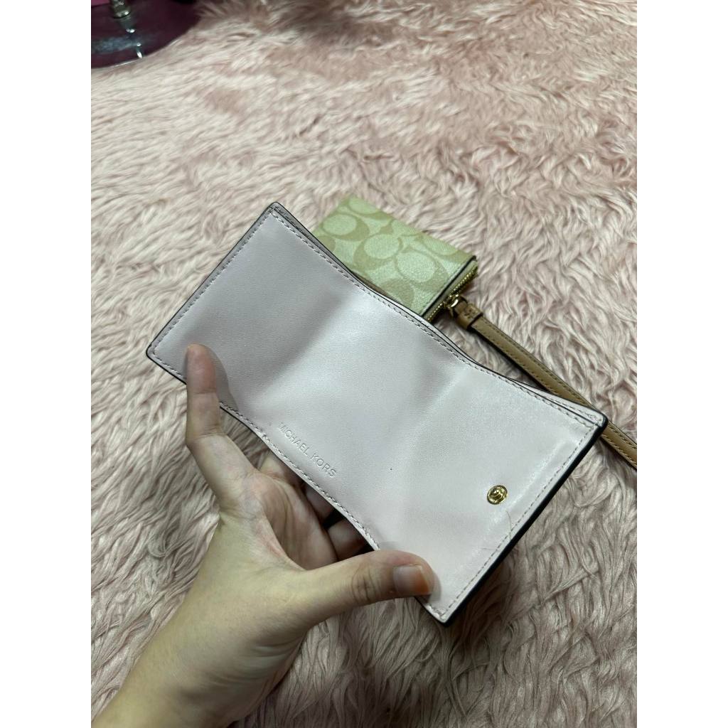 ORIG Preloved MK Trifold Small White/Pink Wallet