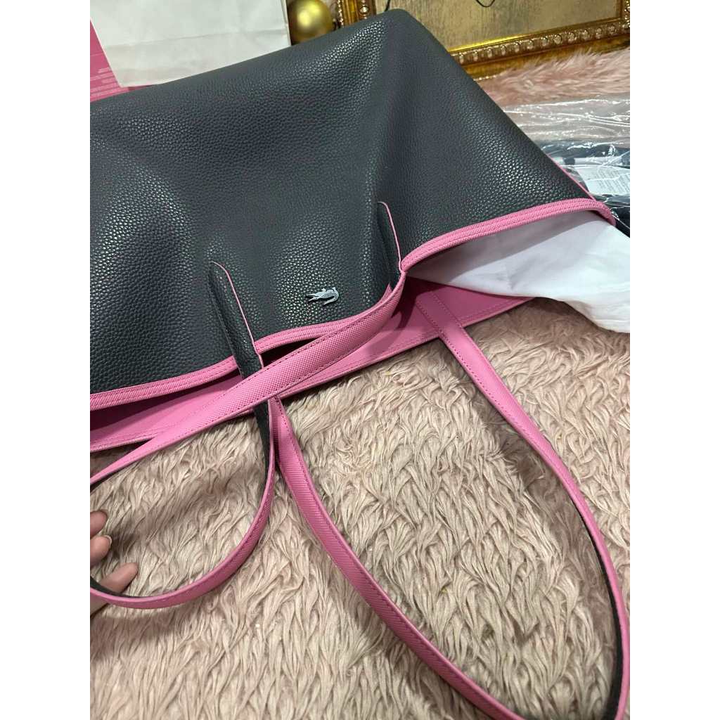 ORIG Preloved LCT Anna Reversible Tote Pink/Black Bag with Pouch