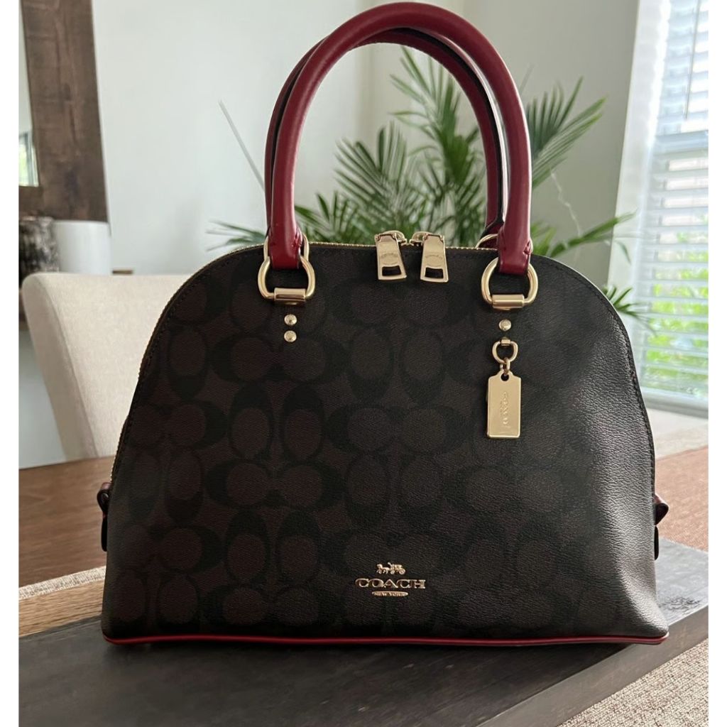 ORIG & IMPORTED CCH Katy Satchel in Signature Canvas Brown/Red Bag