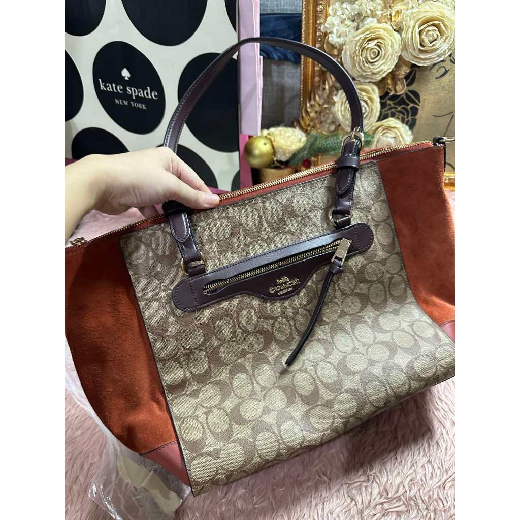 ORIG Preloved CCH Kleo Carryall Large Tote Orange Bag In Signature Canvas