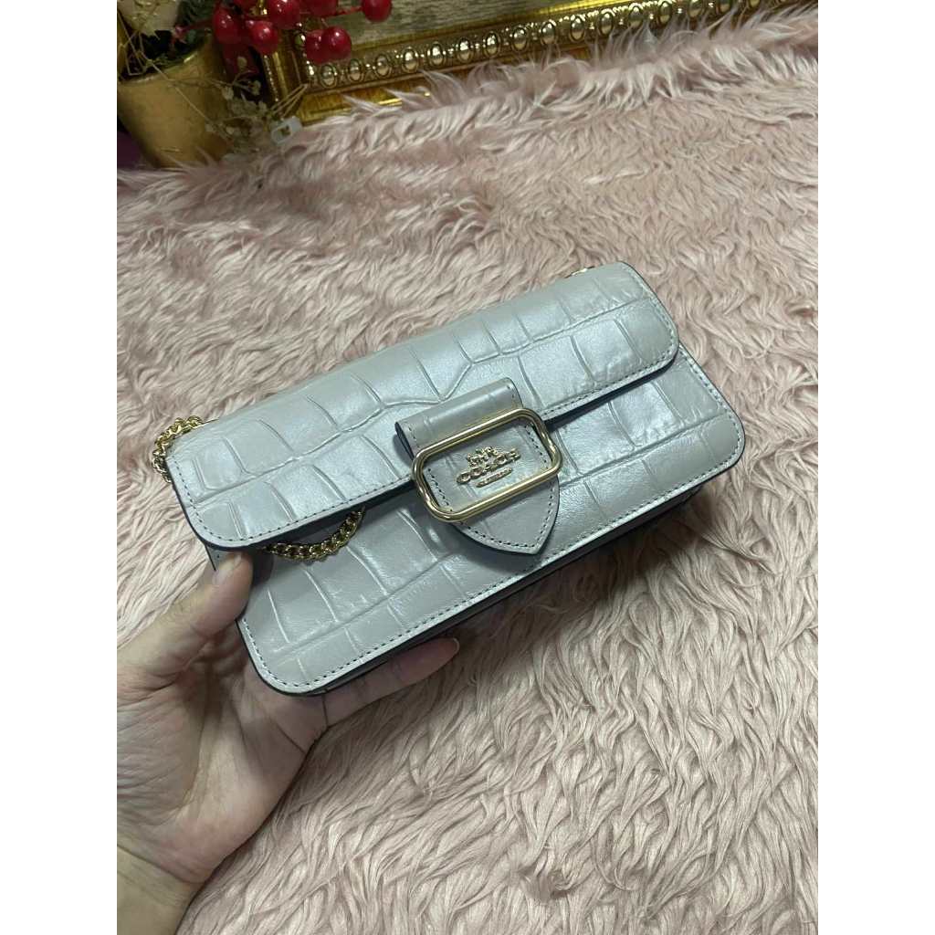 ORIG Preloved Coach Morgan Crossbody Small Grey Birch Shoulder Chain Bag