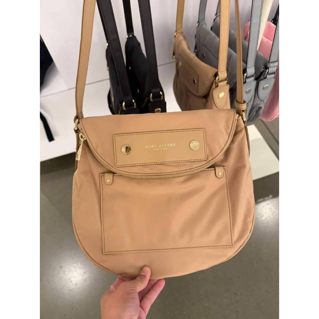 AUTHENTIC/ORIGINAL MJ Preppy Natasha Nylon Crossbody Bag Black Brown