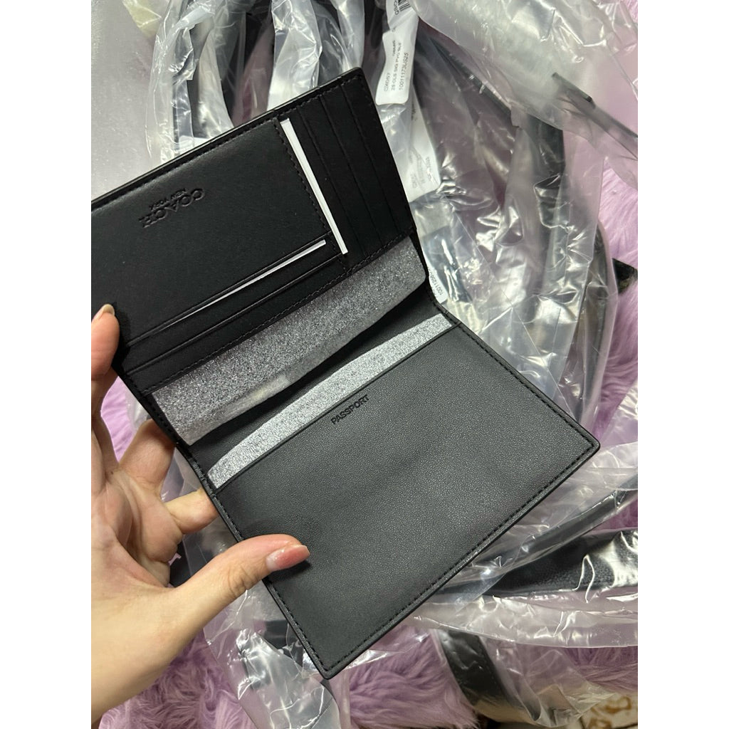 ORIG & IMPORTED CCH Passport Card Case In Signature Canvas Black Wallet