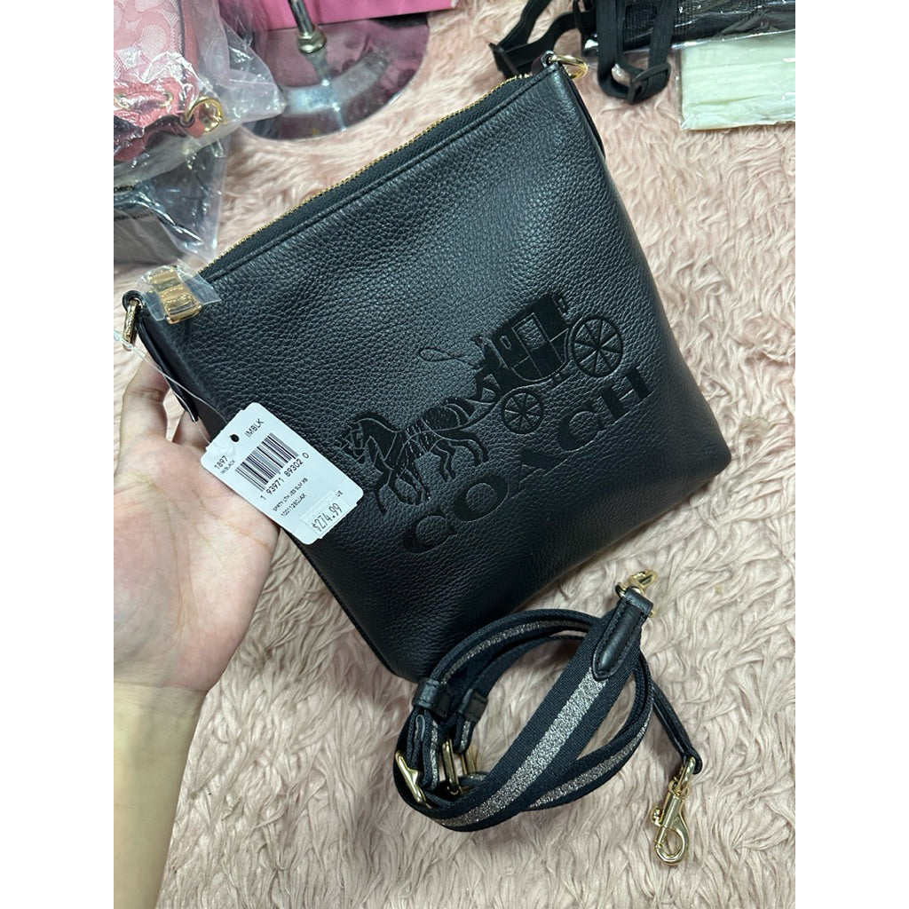 ORIG & IMPORTED CCH Jes Slim Crossbody Black Bag With Horse And Carriage