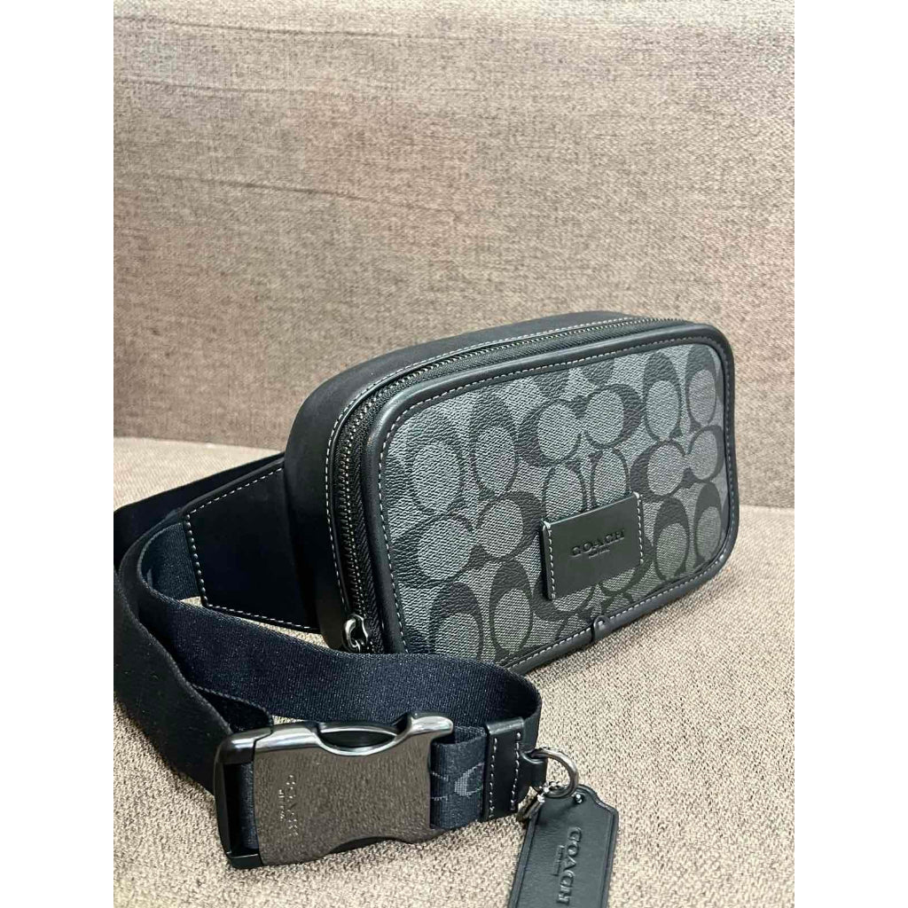 ORIG Preloved CCH Wyatt Belt Black Men Bag In Signature Canvas