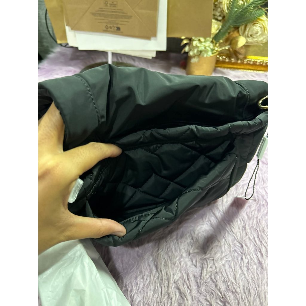 ORIG & IMPORTED MJ Quilted Nylon Utility Messenger Bag in Black