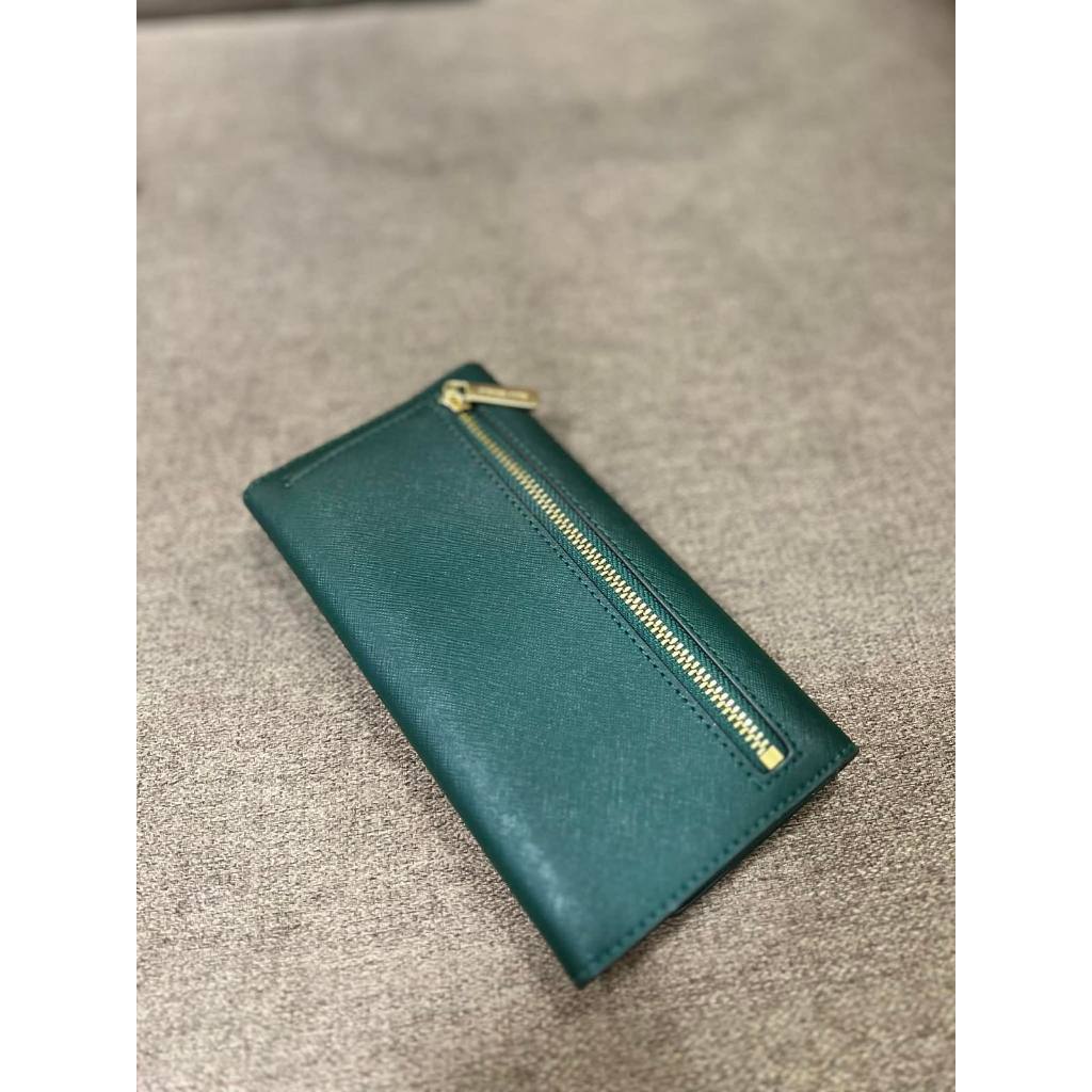 ORIG & IMPORTED MK Jet Set Large Trifold Long Wallet Racing Green