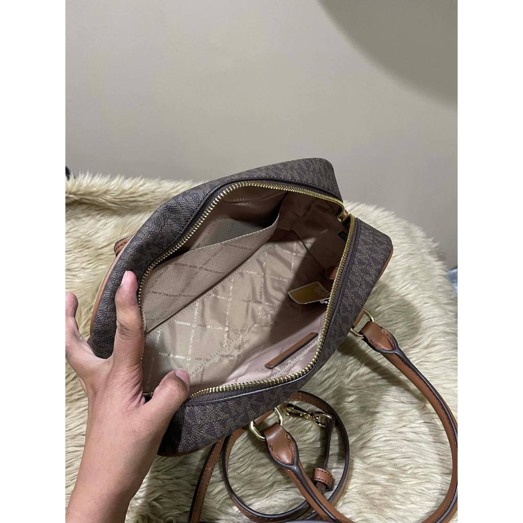 ORIG & IMPORTED MK Thompson Medium Signature Logo Satchel Duffle Brown/White Bag