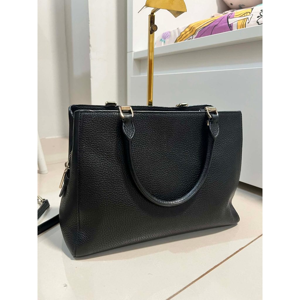 ORIG Preloved KS Leila Triple Compartment Satchel Crossbody Black Bag