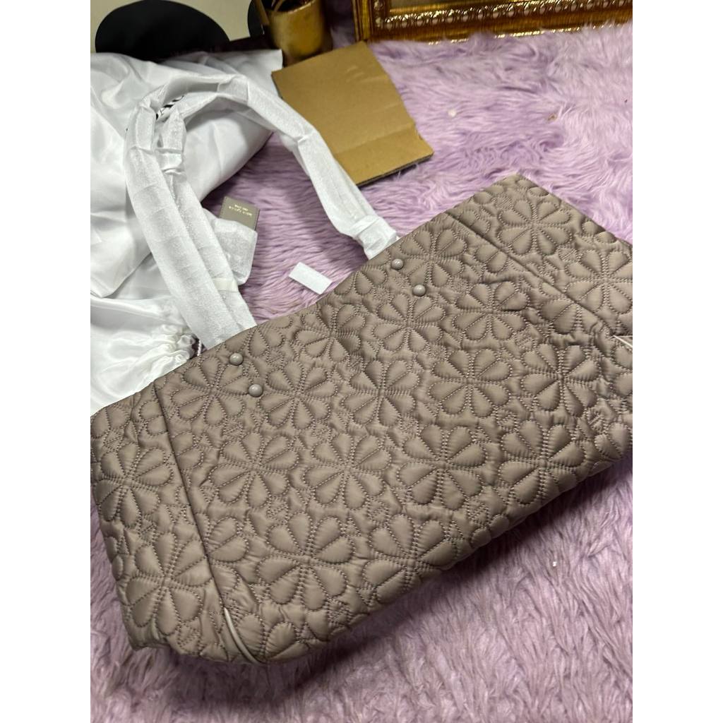 ORIG & IMPORTED KS Retail Tilly Quilted Medium Nylon Tote Black Brown Bag