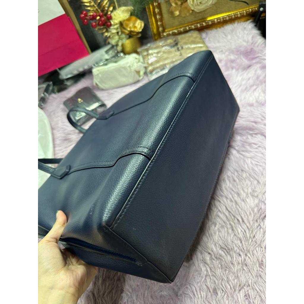 ORIG Preloved TB Perry Triple Compartment Large Tote Black Blue
