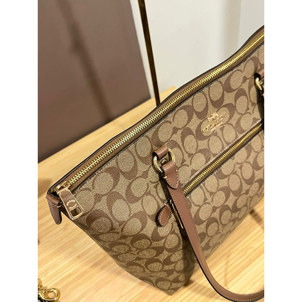 ORIG Preloved CCH Gallery Tote Signature Canvas Big Khaki Bag