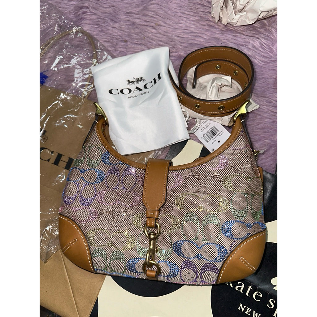 ORIG & IMPORTED Retail CCH Hamptons Crystal Signature Rainbow Jacquard Shoulder Bag