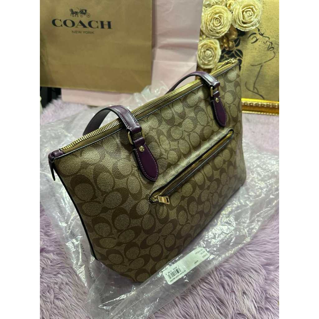 ORIG Preloved CCH gallery large tote bag in Khaki Brown/Berry