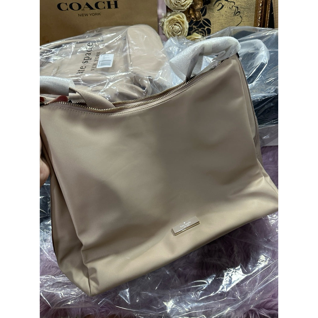 ORIG & IMPORTED KS Carter Nylon Large Convertible Crossbody Beige/Black Bag