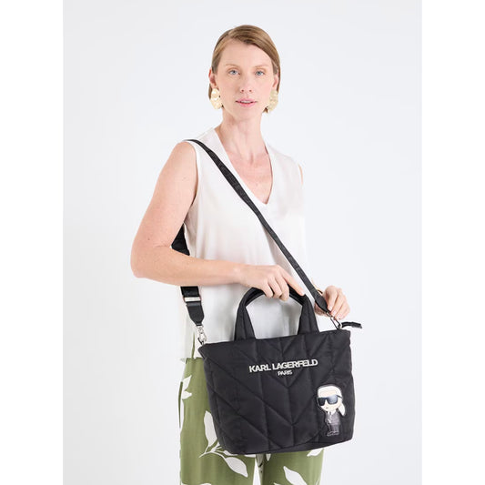 ORIG & IMPORTED Karl Lagerfeld KL Small Nylon Voyage Tote Black Bag Cat