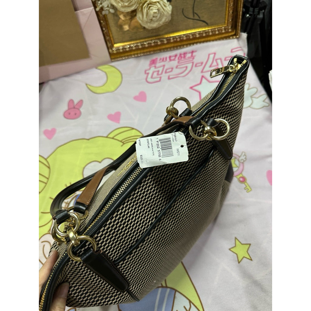 ORIG Preloved Coach Ava Tote Black Bag in Legacy Jacquard