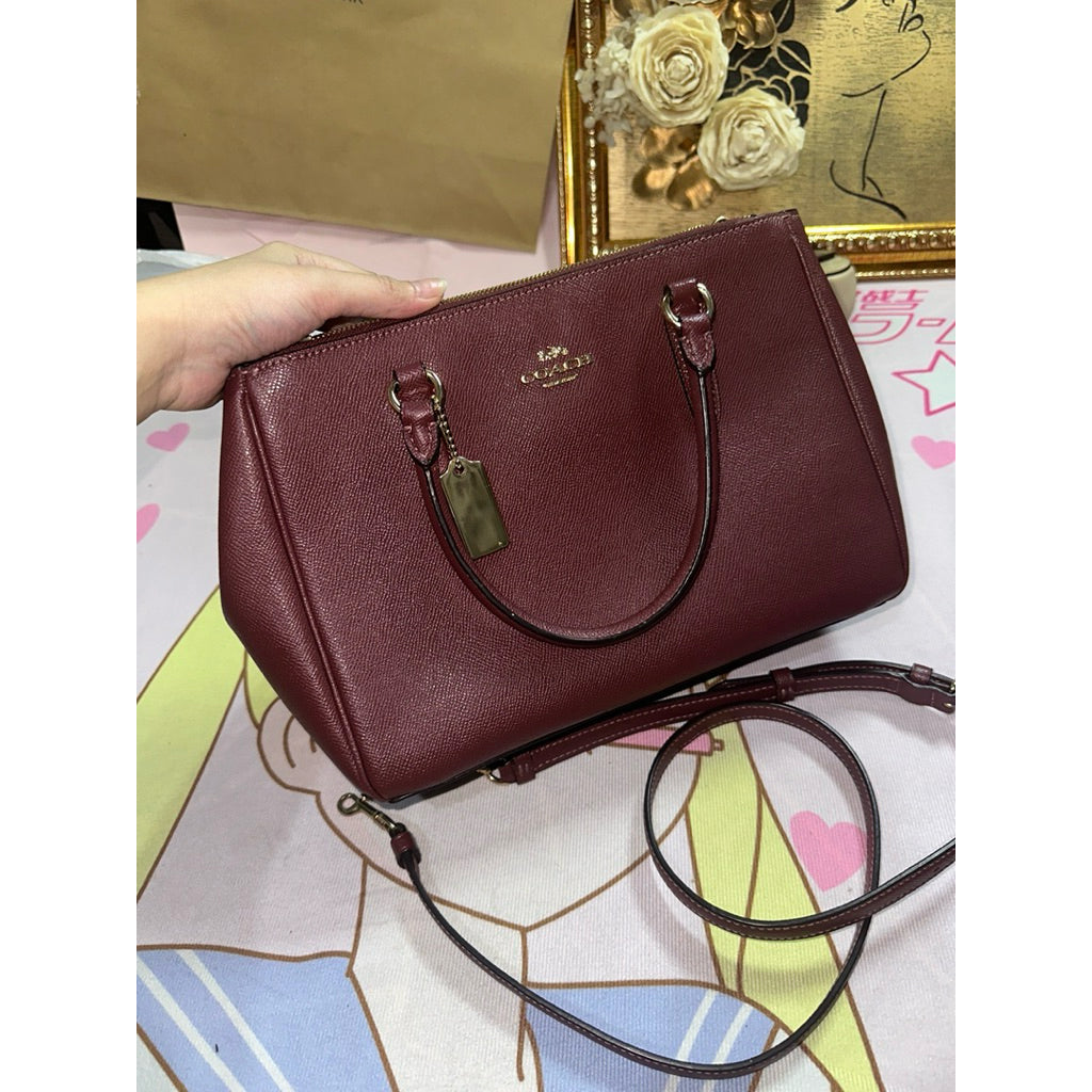 ORIG Preloved Coach Surrey Carryall Medium Satchel Wine Red Bag