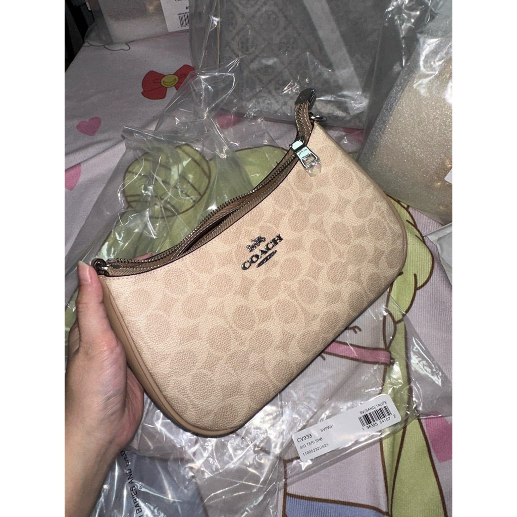 ORIG & IMPORTED Coach Teri Shoulder Sand/Taupe Bag In Signature Canvas