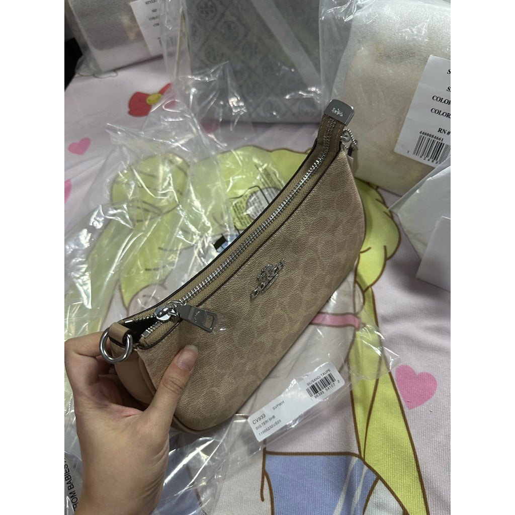 ORIG & IMPORTED Coach Teri Shoulder Sand/Taupe Bag In Signature Canvas