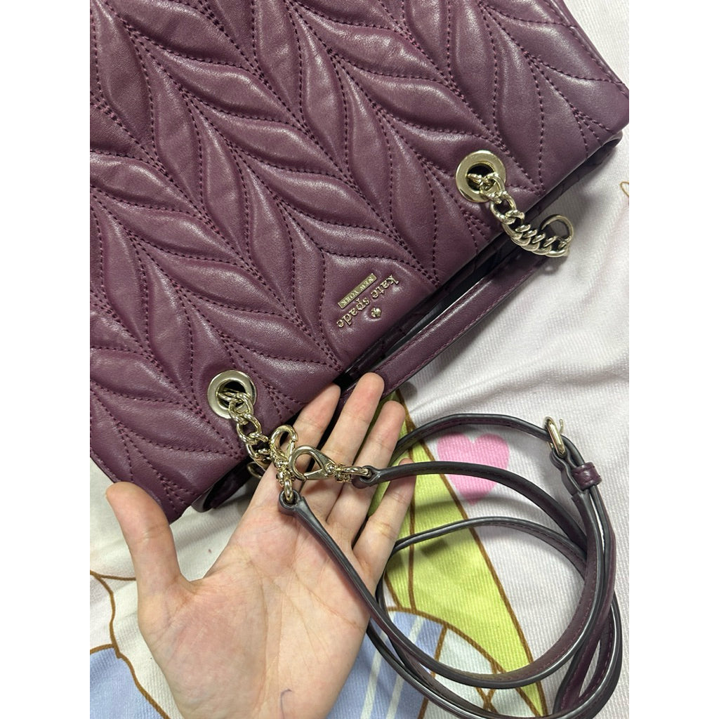ORIG Preloved KS Meena Briar Lane Quilted Tote Red Maroon Bag