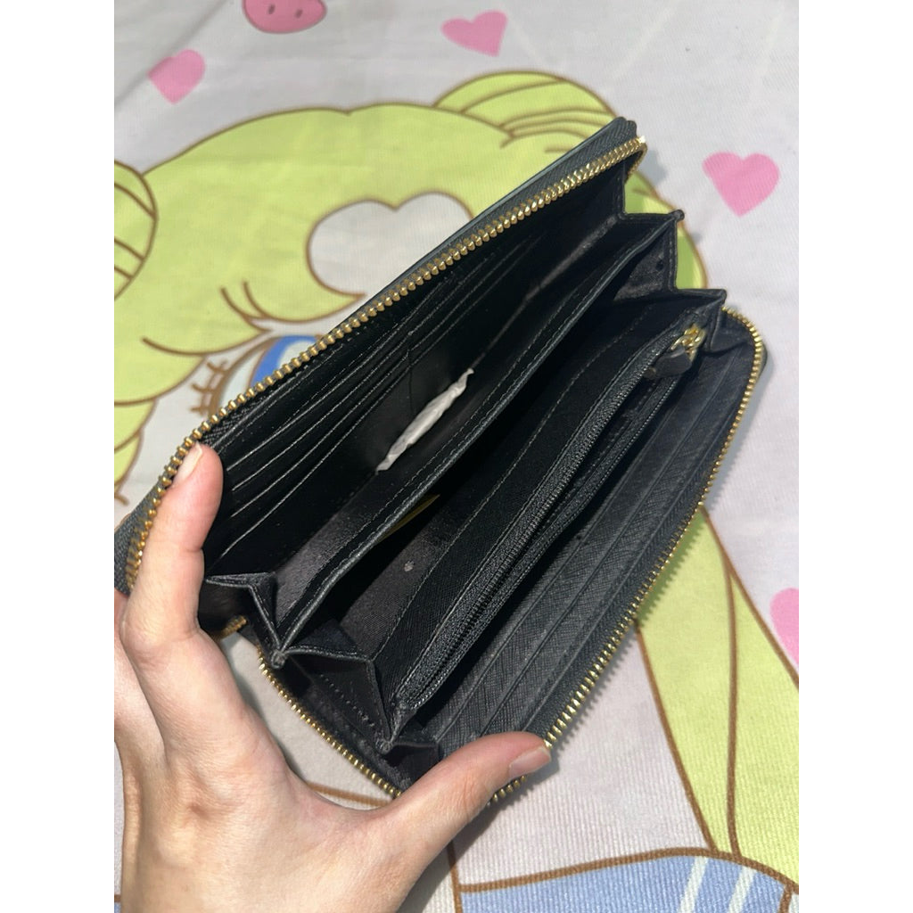 ORIG Preloved KS Dashing Penguin Lacey Long Black Cute Wallet