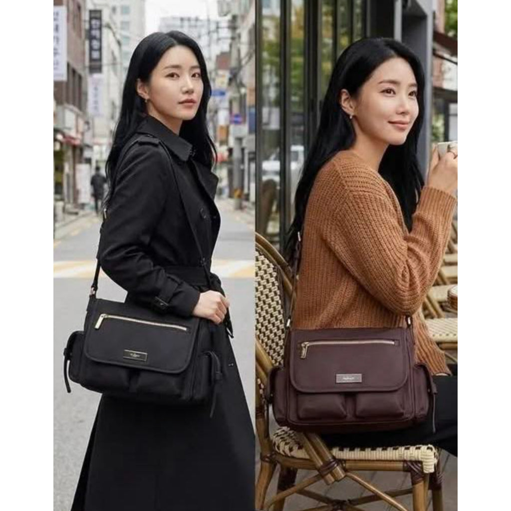 ORIG & IMPORTED KS Carter Cargo Messenger Nylon Black/Brown Bag