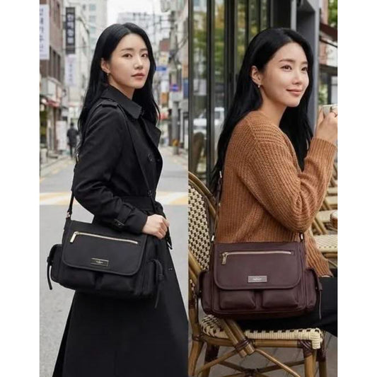 ORIG & IMPORTED KS Carter Cargo Messenger Nylon Black/Brown Bag