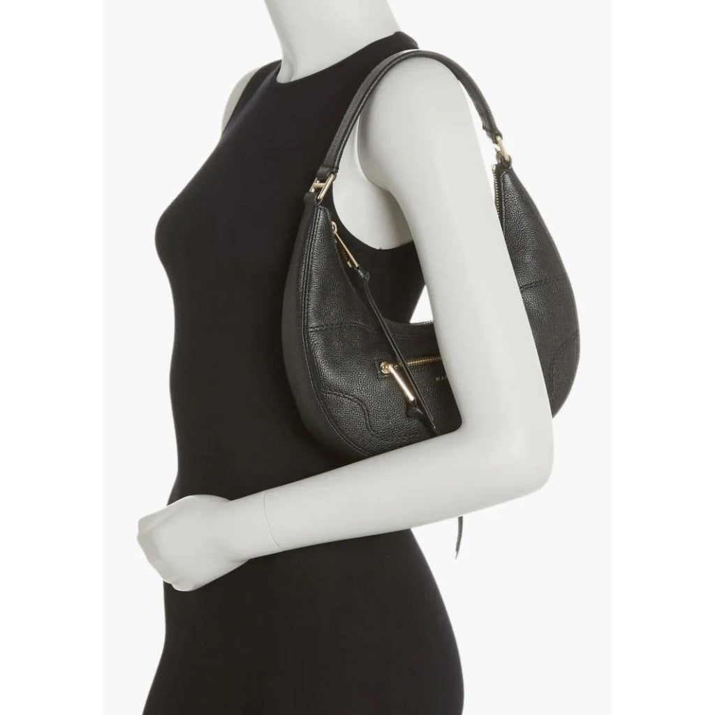 ORIG & IMPORTED MJ Small Leather Crescent Shoulder Hobo Blue Bag