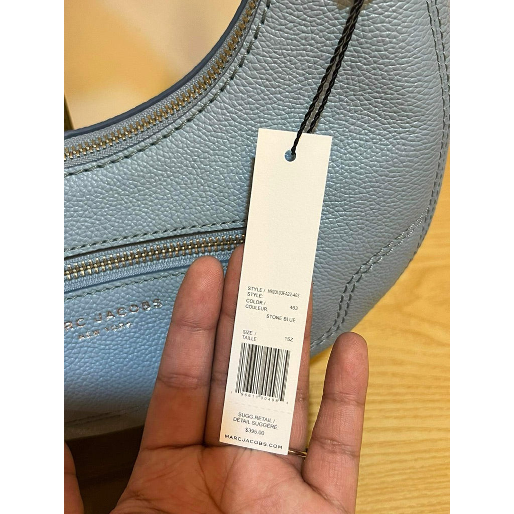 ORIG & IMPORTED MJ Small Leather Crescent Shoulder Hobo Blue Bag