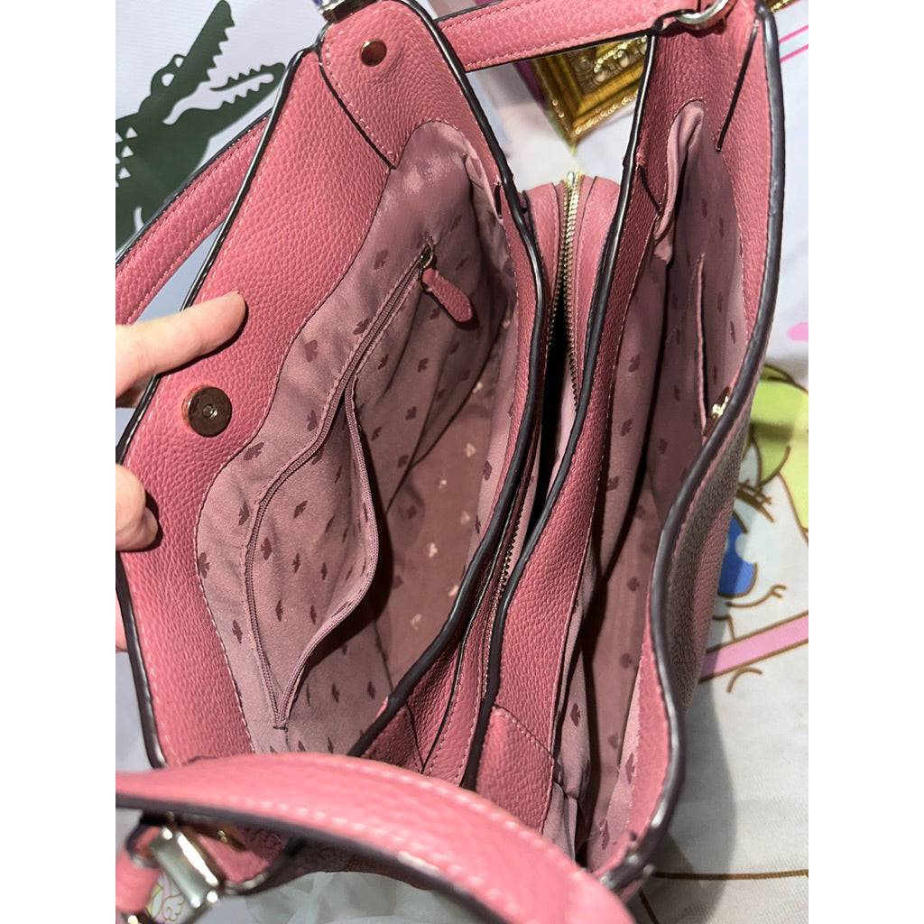 ORIG Preloved KS Leila Medium Triple Compartment Shoulder Bag Tote in Pink Pomegranate