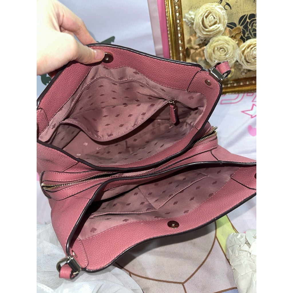 ORIG Preloved KS Leila Medium Triple Compartment Shoulder Bag Tote in Pink Pomegranate