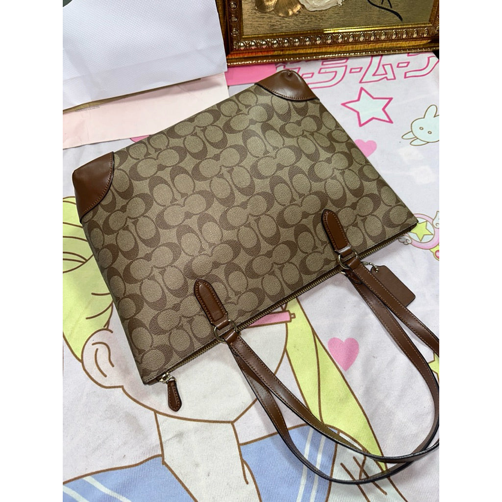ORIG Preloved CCH RARE Zip Top Tote Khaki Brown Medium Bag