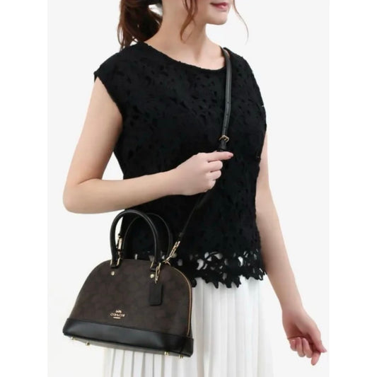 ORIG Preloved CCH Mini Sierra Dome Satchel Signature Brown Black Bag