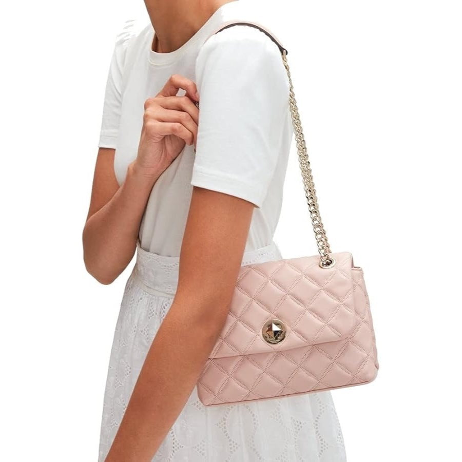 ORIG Preloved KS Natalia Small Flap Crossbody Bag in a quilted light pink