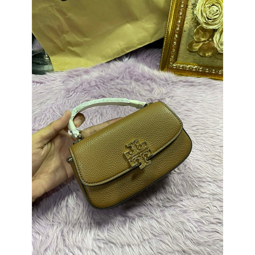 ORIG & IMPORTED TB Britten Mini Top handle Leather Bag Moose brown