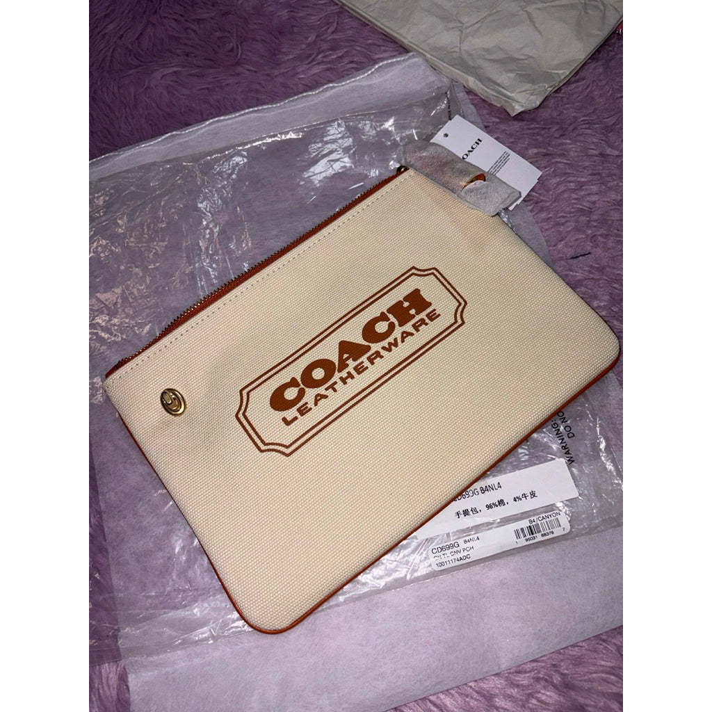 ORIG & IMPORTED CCH Turnlock Pouch 26 With Badge Large Beige Pouch