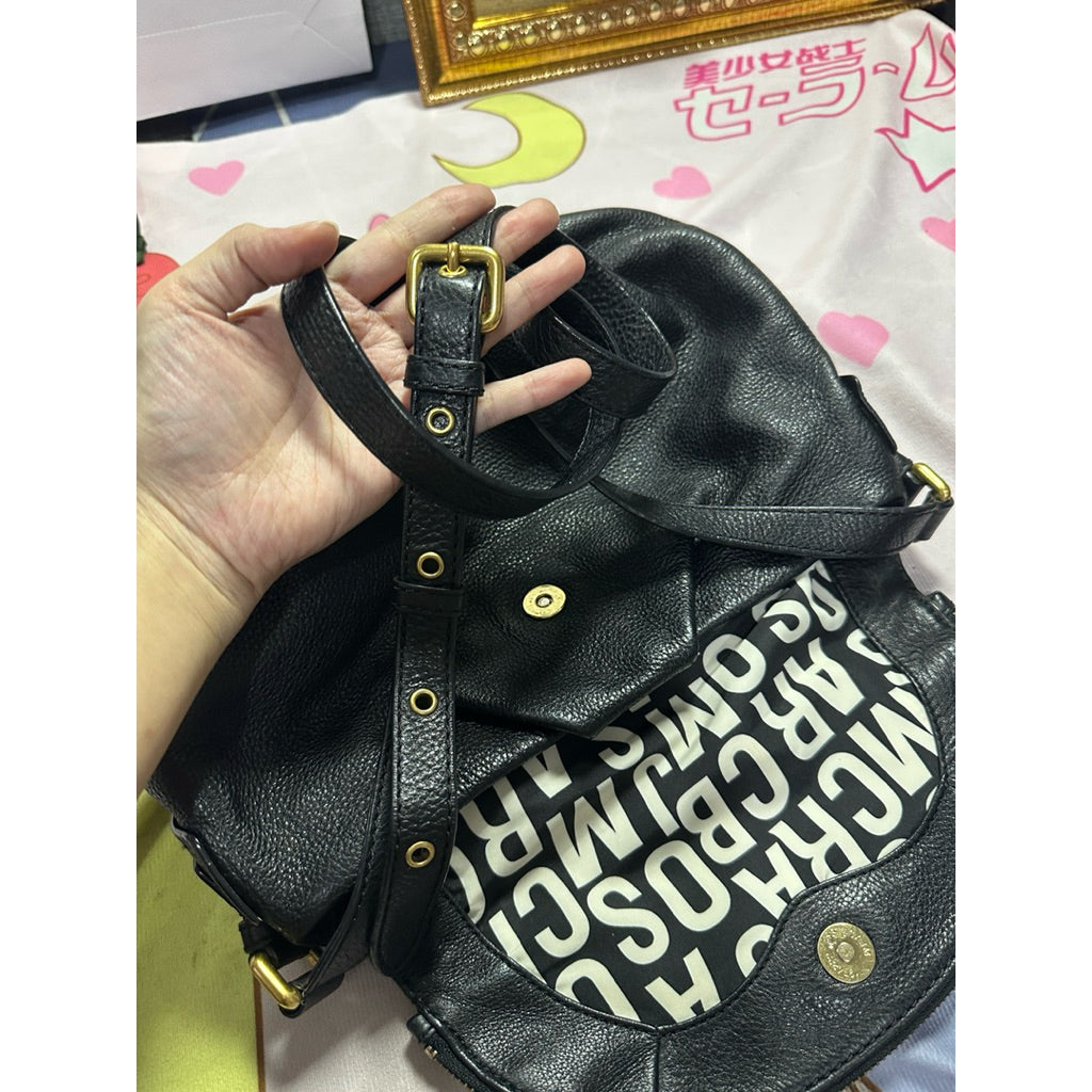 ORIG Preloved MJ Black Leather Classic Q Natasha Crossbody Bag