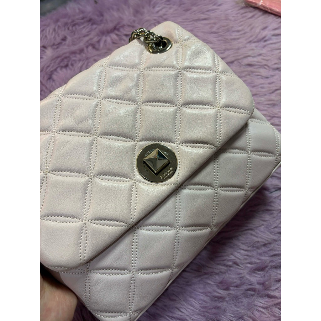 ORIG Preloved KS Natalia Small Flap Crossbody Bag in a quilted light pink