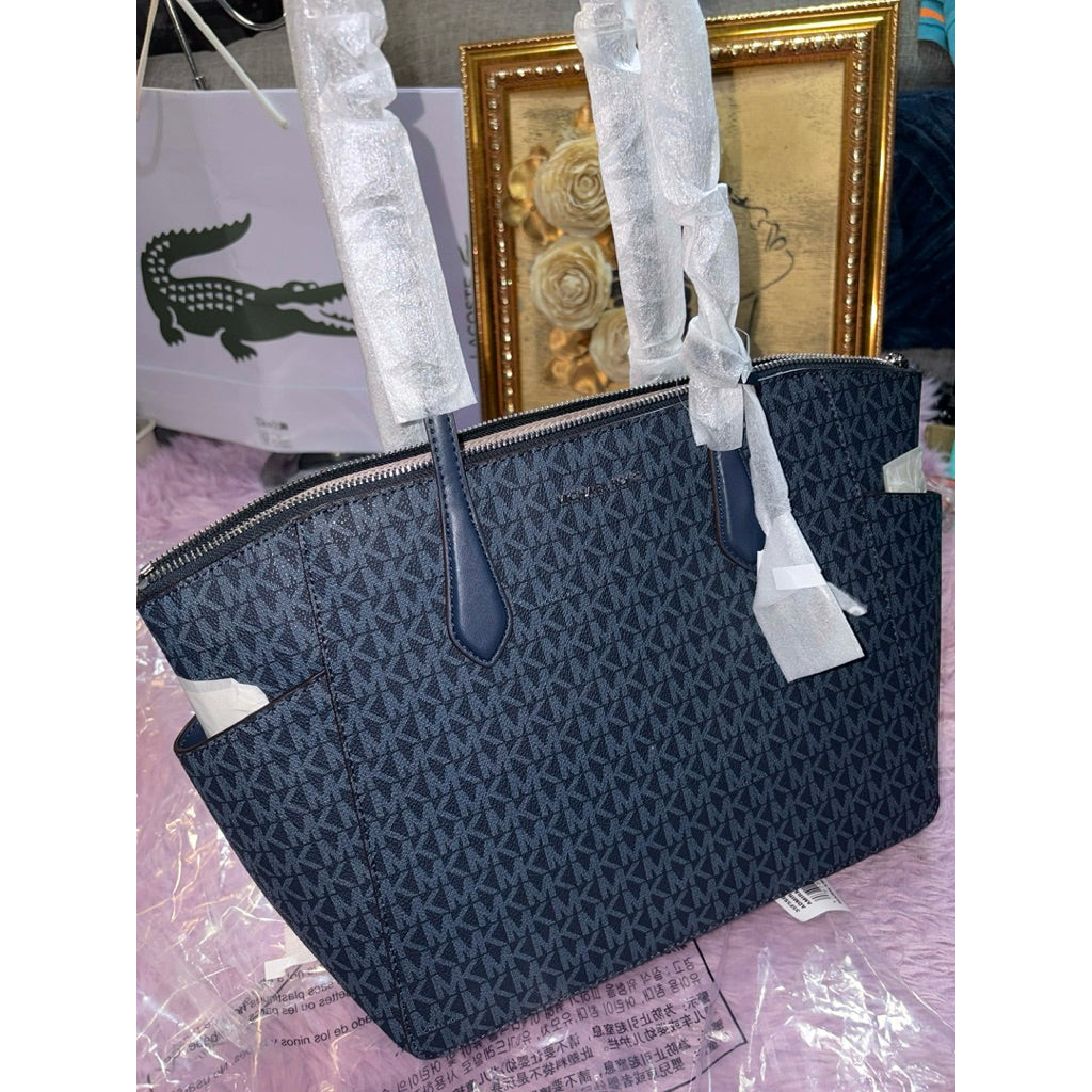 ORIG & IMPORTED MK Marilyn Medium Signature Logo Tote Bag Admiral Blue