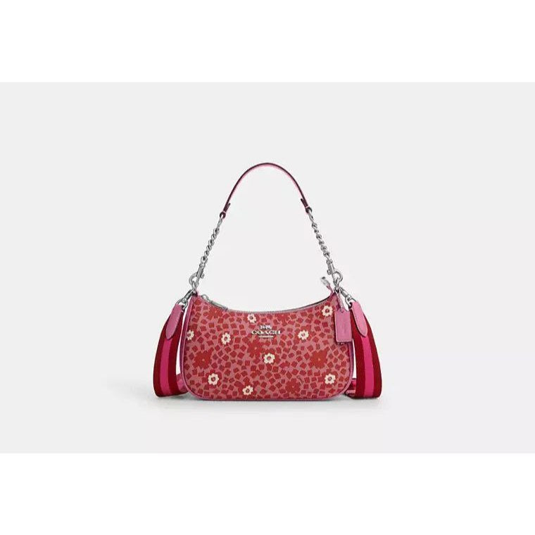 ORIG & IMPORTED CCH Teri Shoulder Red Pink Bag With Floral Print