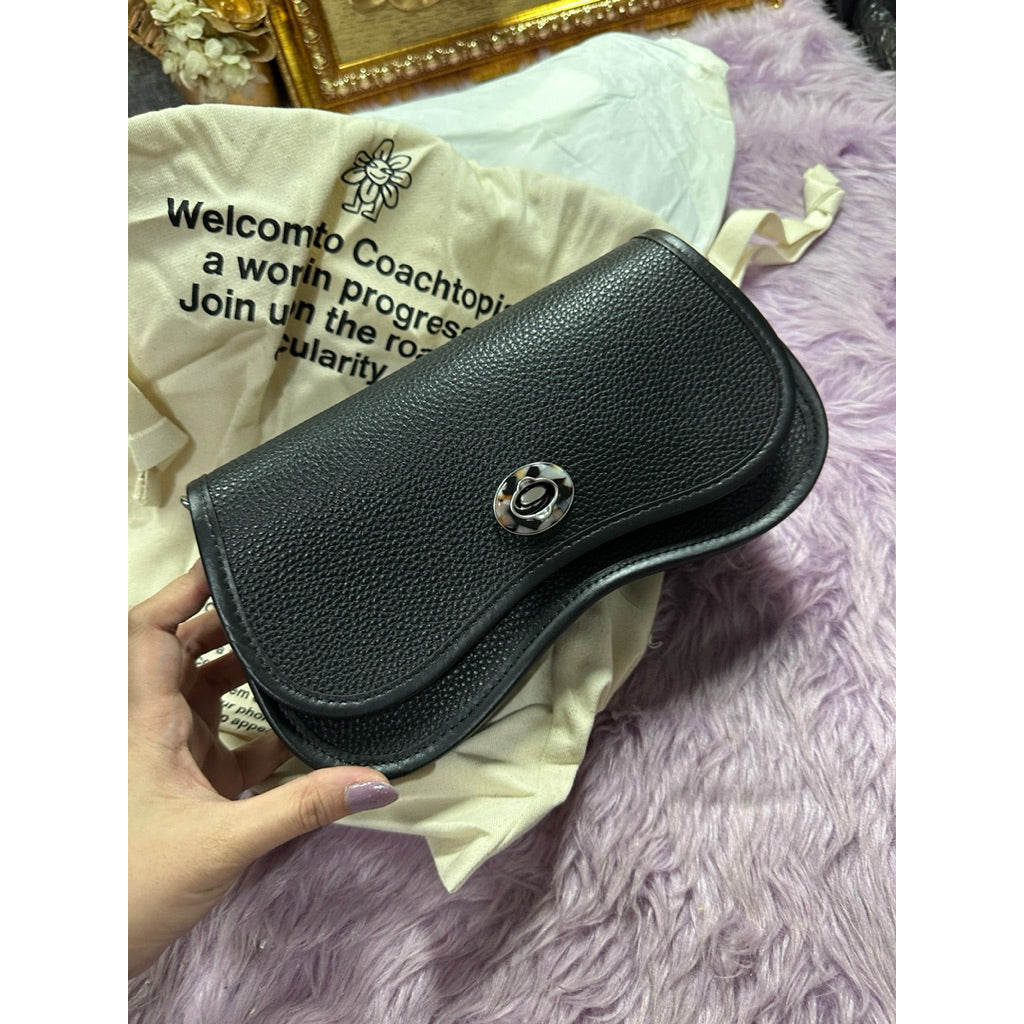ORIG & IMPORTED Retail CCH Wavy Dinky Black Shoulder Bag In Coachtopia Leather