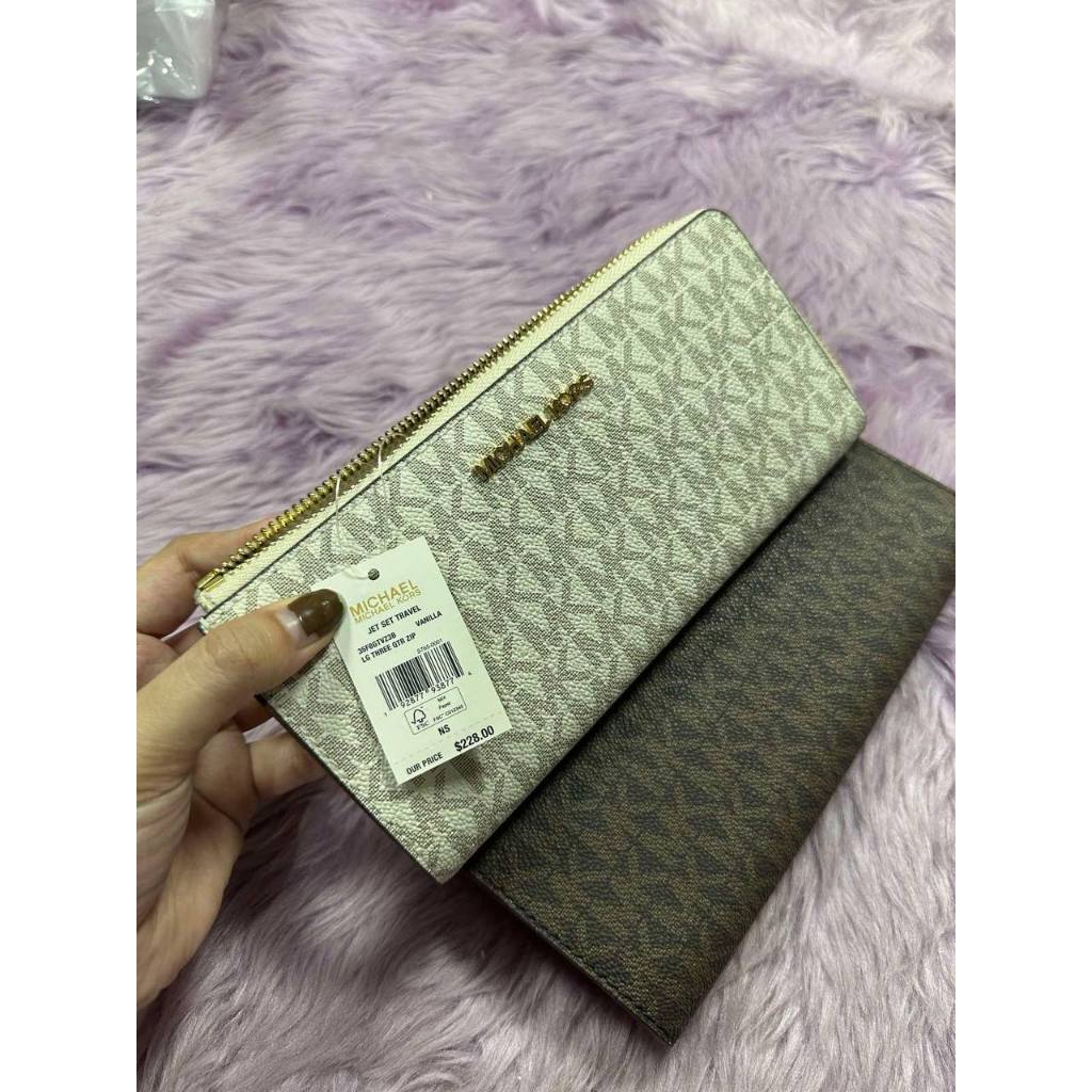 ORIG & IMPORTED MK Long Quarter-Zip Wallet Brown/Vanilla White/Pink