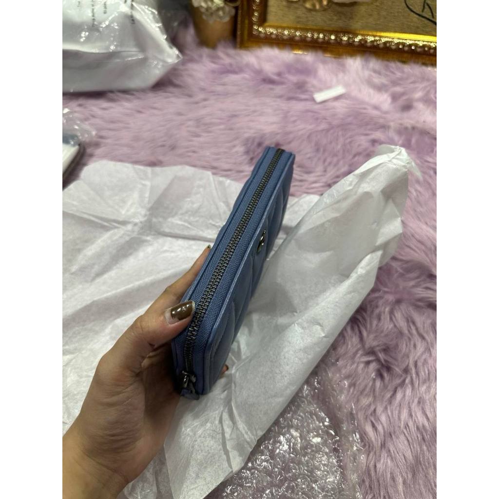 ORIG & IMPORTED CCH Accordion Zip Long Quilted Wallet Blue
