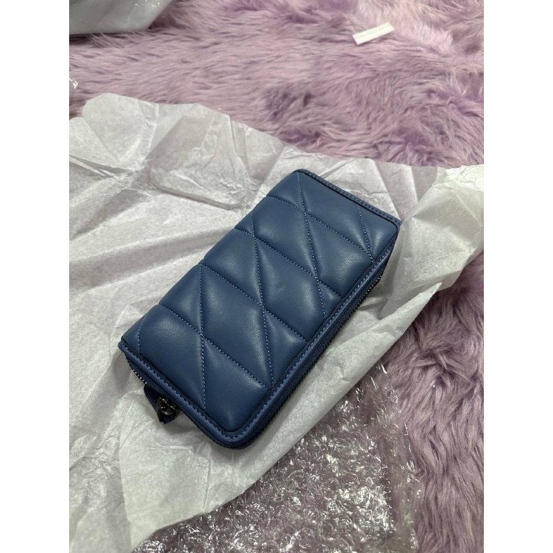 ORIG & IMPORTED CCH Accordion Zip Long Quilted Wallet Blue