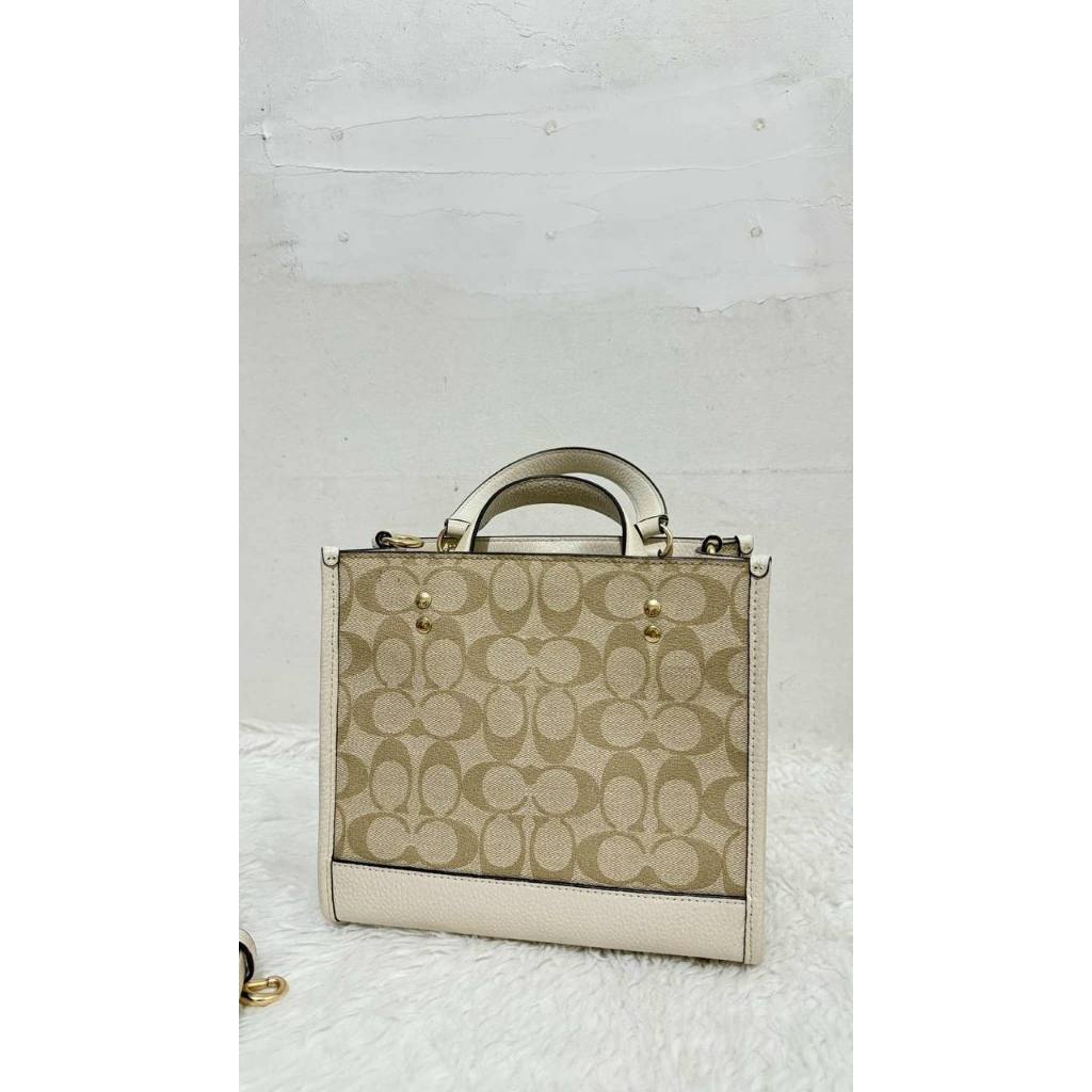 ORIG Preloved CCH Dempsey Tote Bag 22 In Signature Canvas Light Khaki