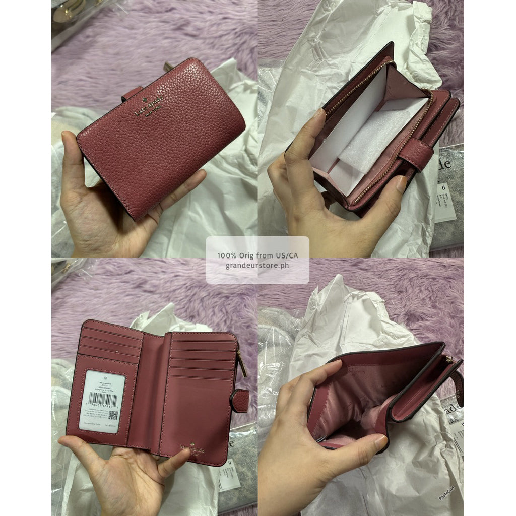 ORIG & IMPORTED KS Lena Pebbled Medium Compact Bifold Wallet Black Brown Green Beige